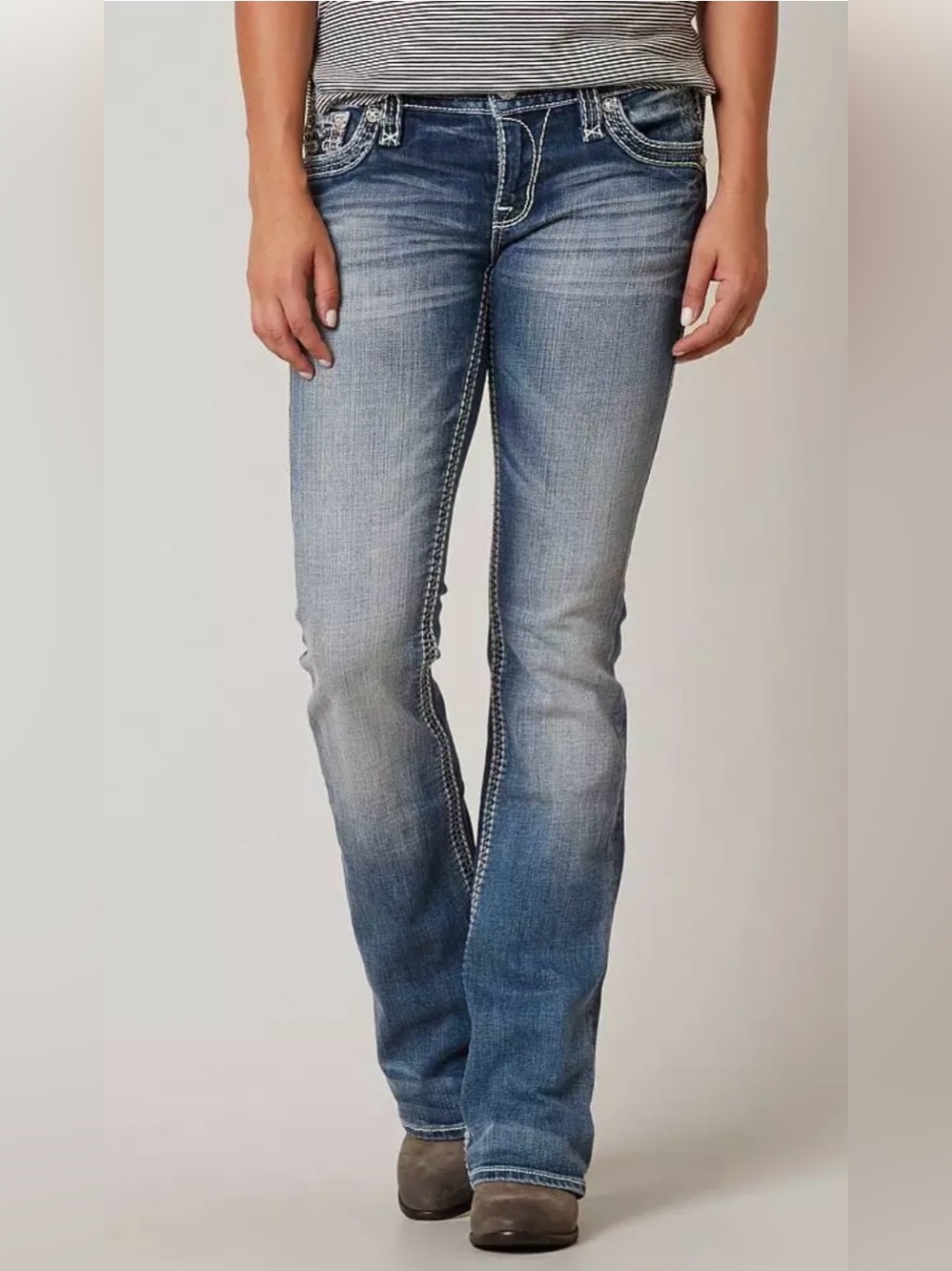 Rock Revival Women’s Anzelie Easy Boot Mid Rise Stretch‎ Jean Size 28